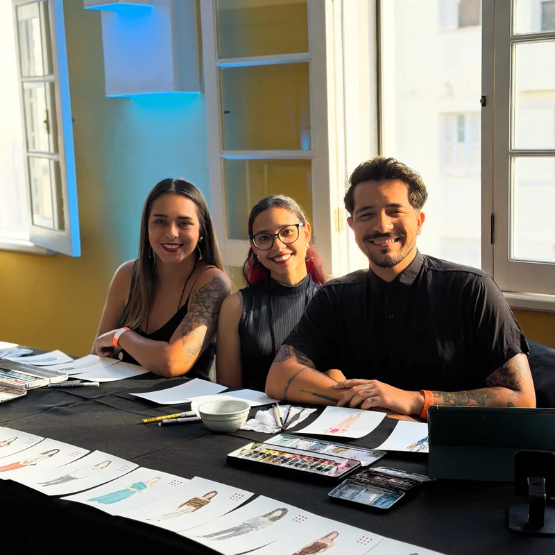Aquarela equipe mesa