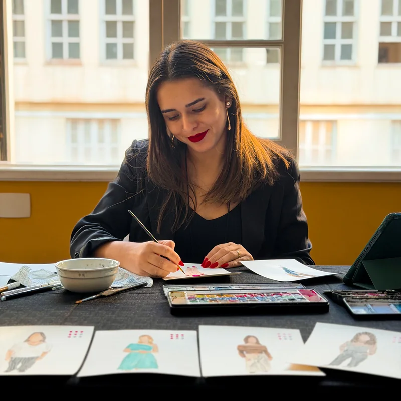 Aquarela pintando equipe